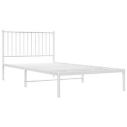 Berkfield Metal Bed Frame With Headboard White 100X200 Cm - thumbnail 4