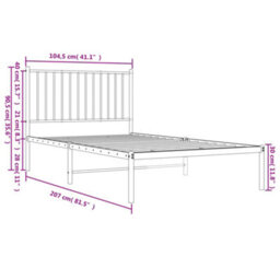Berkfield Metal Bed Frame With Headboard White 100X200 Cm - thumbnail 9