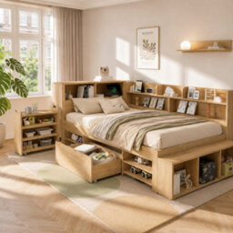 Storage Bed With Drawers & Shelves - thumbnail 2