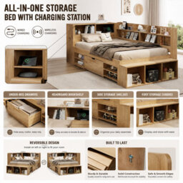 Storage Bed With Drawers & Shelves - thumbnail 6