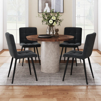 Darphe Set Of 4 Grey Contemporary Frosted Velvet Dining Chairs With Metal Legs, 44Cm W X 40Cm D X 82Cm H - image 1