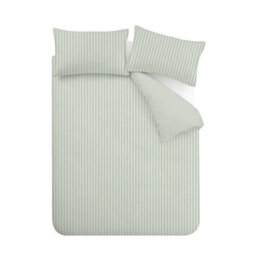 Catherine Lansfield Epping Textured Stripe Reversible King Duvet Cover Set With Pillowcases Green - thumbnail 5