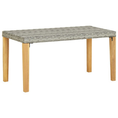 Berkfield Garden Bench 120 Cm Grey Poly Rattan And Solid Acacia Wood - image 1