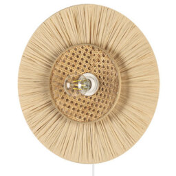 Wyld And Coco Japandi Wall Lamp With Natural Paper Shade And Rattan Accent, W40 X D40 X H12Cm - thumbnail 4