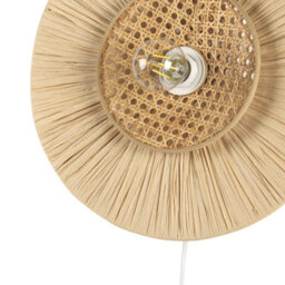 Wyld And Coco Japandi Wall Lamp With Natural Paper Shade And Rattan Accent, W40 X D40 X H12Cm - thumbnail 5