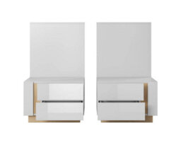 Arte Arco Pair Of Bedside Cabinets In White - Chic & Compact With Led Lighting - H1020mm W600mm D390mm - thumbnail 3