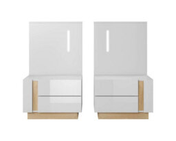 Arte Arco Pair Of Bedside Cabinets In White - Chic & Compact With Led Lighting - H1020mm W600mm D390mm - thumbnail 2