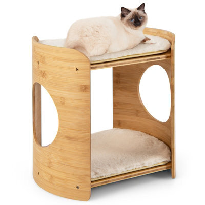 Costway Elevated Cat Bed Cat Tower 2-Tier Cute Small Cat Tree W/ Cat Perch - image 1