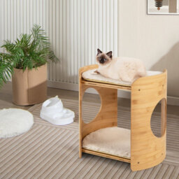 Costway Elevated Cat Bed Cat Tower 2-Tier Cute Small Cat Tree W/ Cat Perch - thumbnail 9