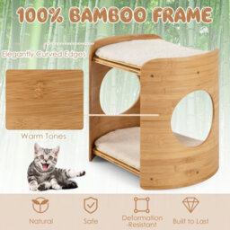 Costway Elevated Cat Bed Cat Tower 2-Tier Cute Small Cat Tree W/ Cat Perch - thumbnail 5