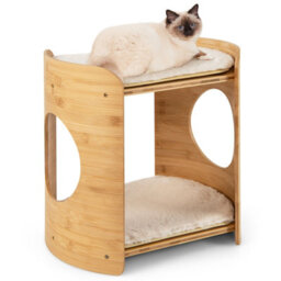 Costway Elevated Cat Bed Cat Tower 2-Tier Cute Small Cat Tree W/ Cat Perch - thumbnail 1