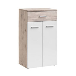 Arte Gustavo 60Cm Hallway Cabinet In White Gloss & Oak Wellington - Compact Drawer & Door Storage For Any Room
