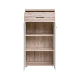 Arte Gustavo 60Cm Hallway Cabinet In White Gloss & Oak Wellington - Compact Drawer & Door Storage For Any Room - thumbnail 2