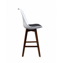 Fusion Living Soho White & Black Plastic Bar Stool With Dark Wood Legs - thumbnail 5