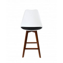 Fusion Living Soho White & Black Plastic Bar Stool With Dark Wood Legs - thumbnail 6