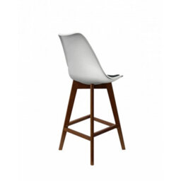 Fusion Living Soho White & Black Plastic Bar Stool With Dark Wood Legs - thumbnail 4