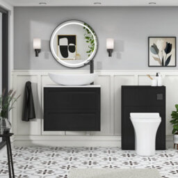 Royal Bathrooms Royal Bathroom Elmore 700mm Matt Nocturne Black Wall Mounted Countertop Bathroom Vanity Unit 2 Drawer With Cesar Basin - thumbnail 5