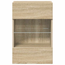Berkfield Durable Tv Wall Cabinets With Led Lights 2 Pcs Sonoma Oak 40X30X60.5 Cm - thumbnail 8