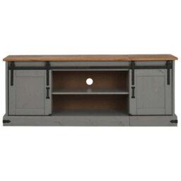 Berkfield Tv Cabinet Halden 2 Sliding Doors Grey 150X40X60 Cm Solid Wood - thumbnail 3