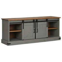 Berkfield Tv Cabinet Halden 2 Sliding Doors Grey 150X40X60 Cm Solid Wood - thumbnail 4