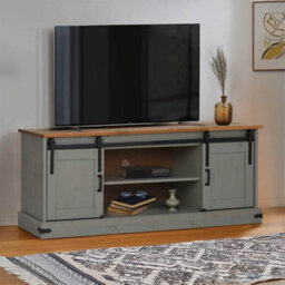 Berkfield Tv Cabinet Halden 2 Sliding Doors Grey 150X40X60 Cm Solid Wood - thumbnail 1