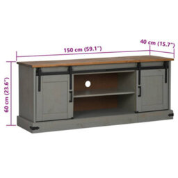 Berkfield Tv Cabinet Halden 2 Sliding Doors Grey 150X40X60 Cm Solid Wood - thumbnail 9