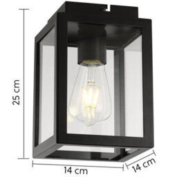 Harper Living Porch Ceiling Light Black With Clear Glass 1Xe27/es Bulb Cap (Bulb Not Included) - thumbnail 5