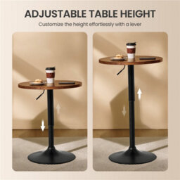 Yaheetech Rustic Brown Round Bar Table With Adjustable Height - thumbnail 5
