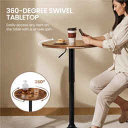 Yaheetech Rustic Brown Round Bar Table With Adjustable Height - thumbnail 4