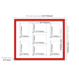 20X16 Inch 7 Opening Photo Collage Frame, Display Seven 6X4 Inch Photos, Multi Aperture Family Picture Frame, Red - thumbnail 4