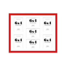 20X16 Inch 7 Opening Photo Collage Frame, Display Seven 6X4 Inch Photos, Multi Aperture Family Picture Frame, Red - thumbnail 2