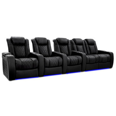 Valencia Tuscany Ultimate Luxury Edition Home Theater Recliner Row Of 5 Loveseat Right Onyx Semi Aniline Leather - image 1