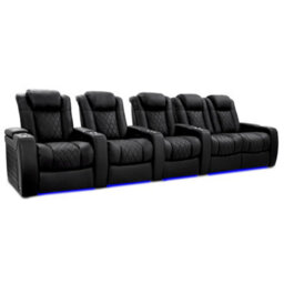 Valencia Tuscany Ultimate Luxury Edition Home Theater Recliner Row Of 5 Loveseat Right Onyx Semi Aniline Leather