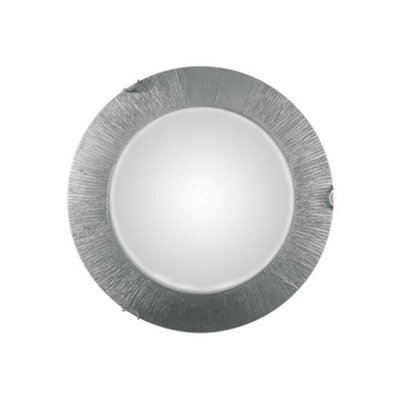 Luminosa Lighting Luminosa Moon Lifestyle Glass Simple Flush Ceiling Light Silver - Sun Silver Finish, 2X E27 - image 1