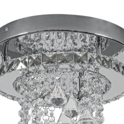 Thehotsale Chorme Finish Round Crystal Ceiling Light Cool White Light With Droplets 18W 25Cm Dia - thumbnail 6