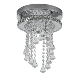 Thehotsale Chorme Finish Round Crystal Ceiling Light Cool White Light With Droplets 18W 25Cm Dia - thumbnail 3