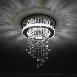 Thehotsale Chorme Finish Round Crystal Ceiling Light Cool White Light With Droplets 18W 25Cm Dia - thumbnail 4