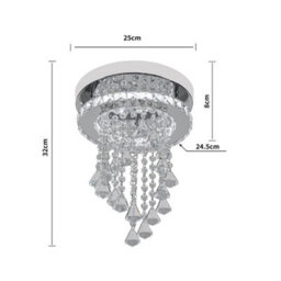 Thehotsale Chorme Finish Round Crystal Ceiling Light Cool White Light With Droplets 18W 25Cm Dia - thumbnail 9