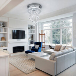 Thehotsale Chorme Finish Round Crystal Ceiling Light Cool White Light With Droplets 18W 25Cm Dia - thumbnail 7