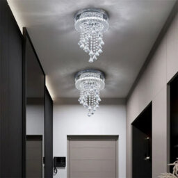 Thehotsale Chorme Finish Round Crystal Ceiling Light Cool White Light With Droplets 18W 25Cm Dia - thumbnail 8