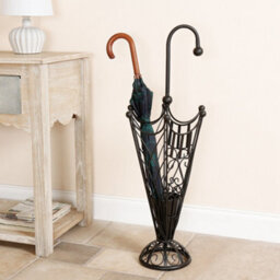 Dibor Vintage Style Matte Black Metal Large Ornate Scrolled Freestanding Umbrella Stand H91 X W34Cm - thumbnail 1