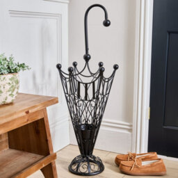 Dibor Vintage Style Matte Black Metal Large Ornate Scrolled Freestanding Umbrella Stand H91 X W34Cm - thumbnail 2
