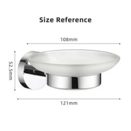 Soap Dish Holder Wall Mounted Bathroom Accessory Modern Round Chrome White Glass - thumbnail 2