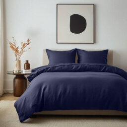 Imperial Rooms Plain Dyed Navy Single Duvet Cover With Pillow Case Set Soft Bedding Cover Set - thumbnail 1