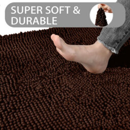 Ameha Brown Chenille Mat 50X80Cm, Extra Soft, Non-Slip, Absorbent Bath Rug & Doormat - thumbnail 8