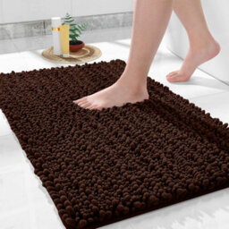 Ameha Brown Chenille Mat 50X80Cm, Extra Soft, Non-Slip, Absorbent Bath Rug & Doormat - thumbnail 4