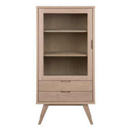Wyld Haus Kotka White Oak Display Cabinet With Tempered Glass Door, 2 Drawers And 2 Adjustable Shelves - thumbnail 3