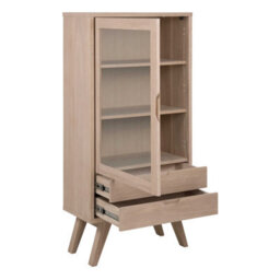 Wyld Haus Kotka White Oak Display Cabinet With Tempered Glass Door, 2 Drawers And 2 Adjustable Shelves - thumbnail 5