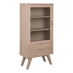 Wyld Haus Kotka White Oak Display Cabinet With Tempered Glass Door, 2 Drawers And 2 Adjustable Shelves - thumbnail 2
