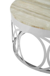 Orsina Distinctive White Marble Coffee Table, Decorative Table With Stainless Steel Base, Metal And Marble Table - thumbnail 4